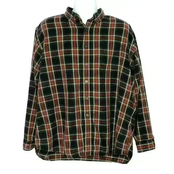 LL Bean men's shirt button down collar long sleeve 100% cotton XL Regular plaid - Picture 1 of 6